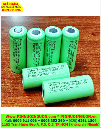 Pin sạc 1.2v 4/5A2200mAh, Pin sạc công nghiệp đầu bằng NiMh 4/5A2200mAh 1.2v, Cell pin Grepow NiMh 4/5A2200mAh 1.2v